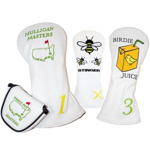 Komplettes Lucky Links Golf Headcover Set - Premium Lederbezüge für Fahrer, Fairwayhölzer, Hybriden, Eisen und Mallets