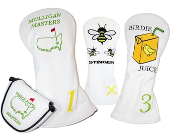 Lucky Links Leather Golf Headcover Set – Driver, Fairway, Hybrid, Putter