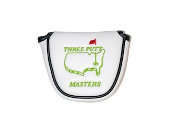 Funda para putter 3 Putt Masters Mallet de cuero blanco premium para proteger el palo de golf