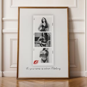 Custom Boudoir Gift for Him, Boudoir Polaroid Print with Photos, Anniversary Gift, Sexy Husband Deployment Gift from Wife