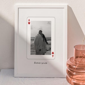 Custom Playing Cards Photo Print, Personalized Engagement Anniversary Gift Wall Art