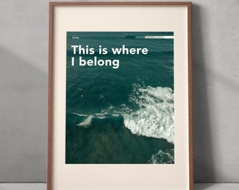 Surf Poster, Surfing Gift, Ocean Beach House Decor Wall Art - Real Photograph