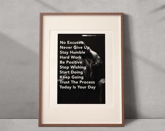 Motivational Gym Wall Art, Boxing Poster, Fitness Gift, Weight Lifting and Fitness Inspo Poster