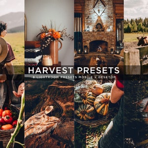 Harvest Fall Presets Earthy Presets Warm Rustic Presets Fall Preset Autumn Presets // 8 Mobile + Desktop Presets