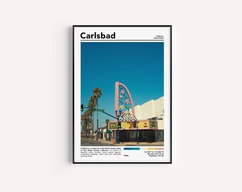 Carlsblad Print San Diego Poster Southern California Print California Mid Century Wall Art Photo Print Retro Poster | Real Photograph