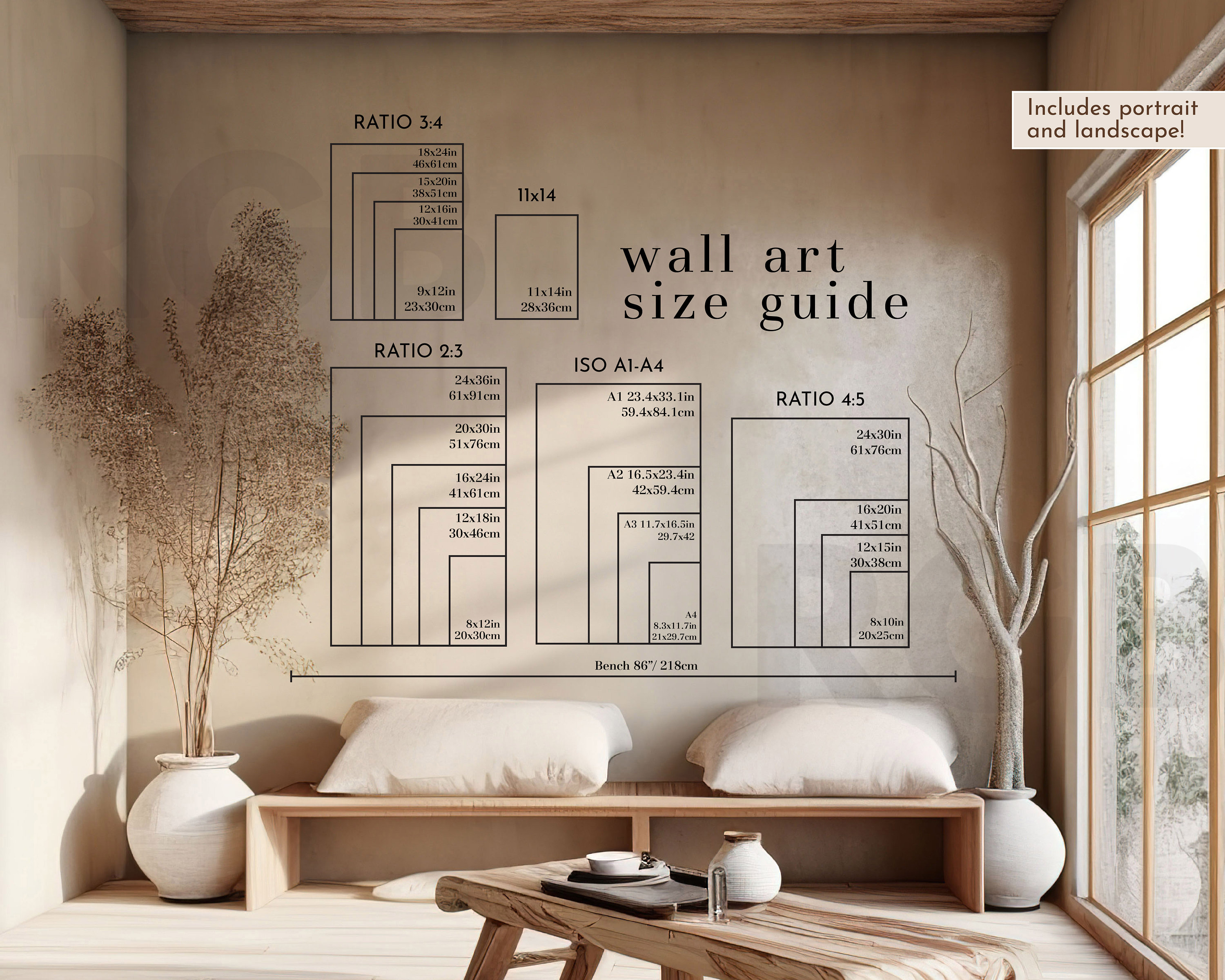 Wall Art Size Guide | Frame Comparison Chart (digital Download) - Etsy