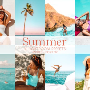 10 Bright Summer Presets Influencer Travel Presets Bright Tan Presets Aesthetic Presets Lightroom Desktop + Mobile