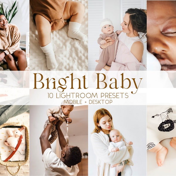 10 Bright Baby Presets Clean Fresh Presets Mommy Blogger Instagram Presets Mom Presets Soft Warm Newborn baby Presets