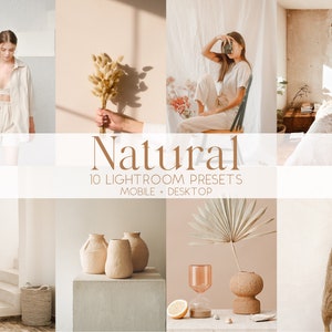 10 Natural Beige Lightroom Presets Boho Neutral Presets Influencer Lightroom Presets Creamy No Filter Presets // Desktop + Mobile