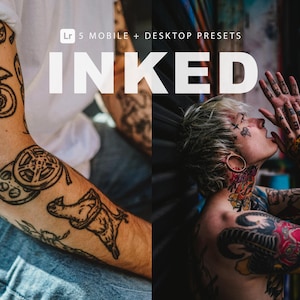 Förinställningar för bläcktatuering i Lightroom, mobil och dator, popfärgsfilter (5 premiumförinställningar)
