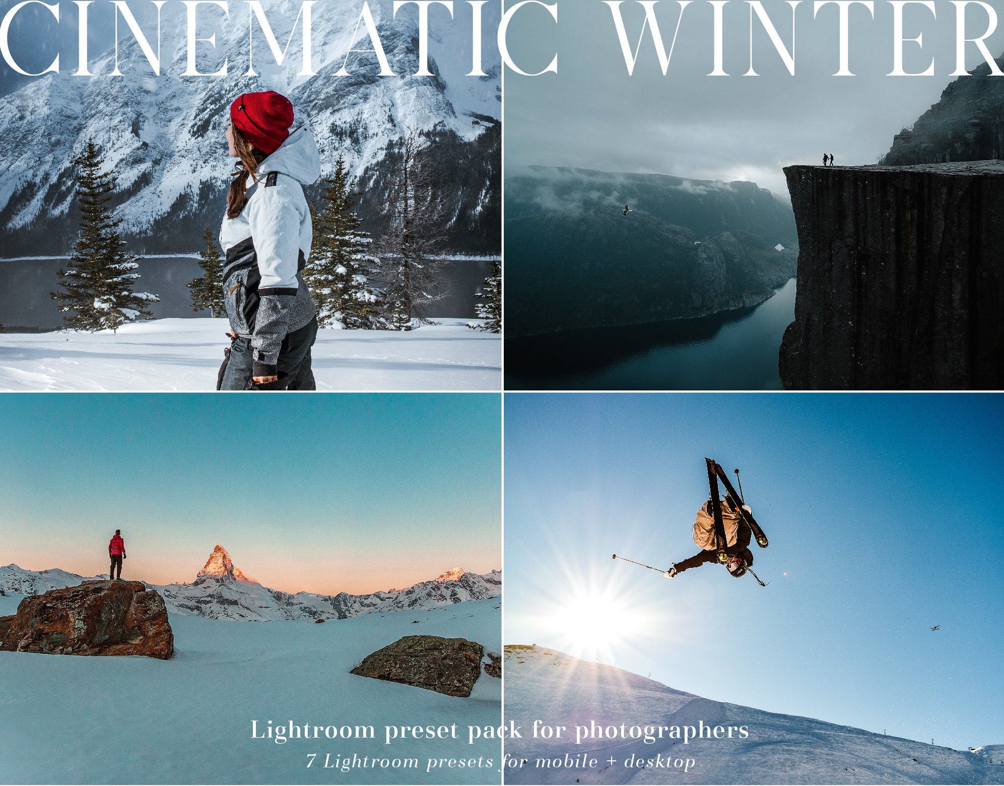 Cinematic Winter Lightroom Presets Winter Presets Snow Presets Moody Outdoor Presets // Mobile & Desktop Photography Presets