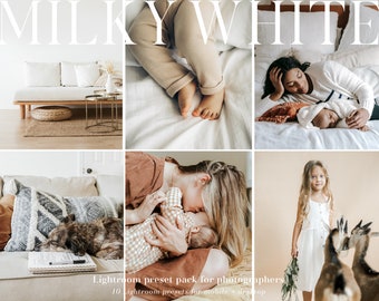 Melkachtig witte Lightroom-presets: newborn, baby, schoon (desktop en mobiel)