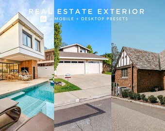 Real Estate Exterior Lightroom Presets, Mobile + Desktop, 7 Presets (Digital Download)