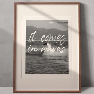 Surf Poster, Surfing Geschenk, Ocean Beach House Decor Wandkunst - Schwarzweiß Echtfotografie
