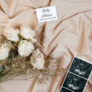 Aesthetic Pregnancy Announcement Digital Minimalist Pregnancy Announcement Bouquet Flowers Editable Baby Announcement Gender Neutral