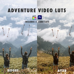LUT VIDEO cinematografiche per avventure, preset LUT video per viaggi all'aperto con correzione del colore // Pacchetto da 5 LUT video