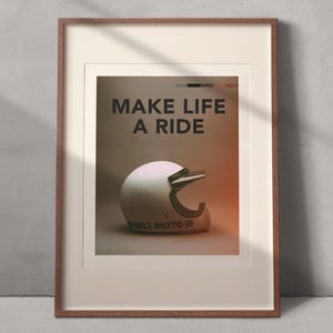 Motivational Quote Wall Art, Make Life A Ride, Minimalist Print, Lifestyle Motocross and Motorcycle Decor Poster