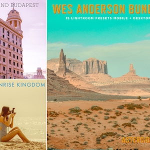 15 paramètres prédéfinis Wes Anderson Paramètres prédéfinis Asteroid City Paramètres prédéfinis inspirés de Wes Anderson Paramètres prédéfinis Lightroom Paramètres prédéfinis d'étalonnage des couleurs // Pack Wes