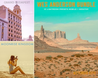 15 Wes Anderson Presets Asteroid City Presets Wes Anderson Inspired Presets Lightroom Presets Color Grading Presets // Wes Bundle Pack