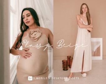 Beige Lightroom-voorinstellingen | Boho, minimaal, zwangerschap (desktop en mobiel)