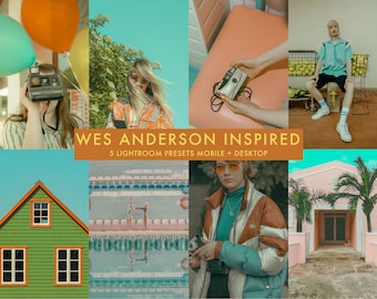 Wes Anderson Presets Lightroom Presets Color Grading Presets // 5 Premium Mobile + Desktop Presets