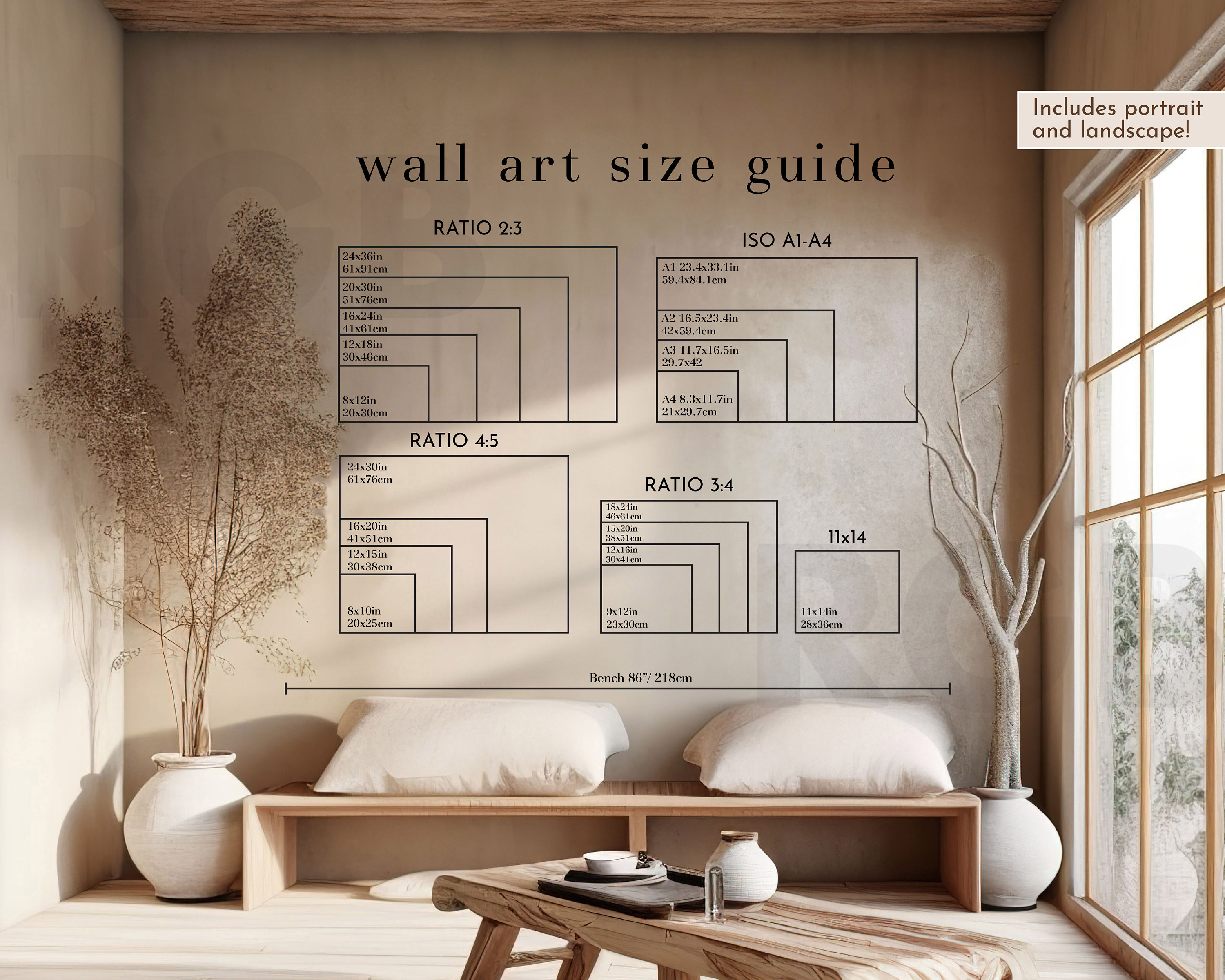 Frame Size Guide Wall Art Size Guide Comparison Chart Poster Boho