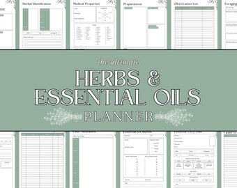Herbs and Essential Oils Planner, Homesteading Journal, Foraging Tracker, Herbal Tea Recipe Digital Download, Clean Living Log for Foragers
