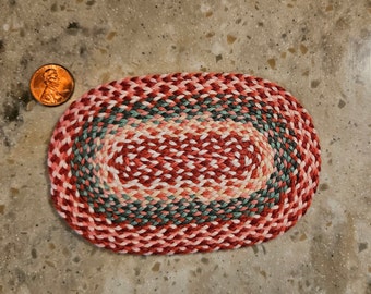 Dollhouse miniature rug, new 1:12 hand braided miniature rug, 4 3/4" x 3 1/8" #205