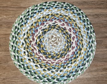 Dollhouse miniature #629, hand braided rug, new 1:12, 4 1/2" round