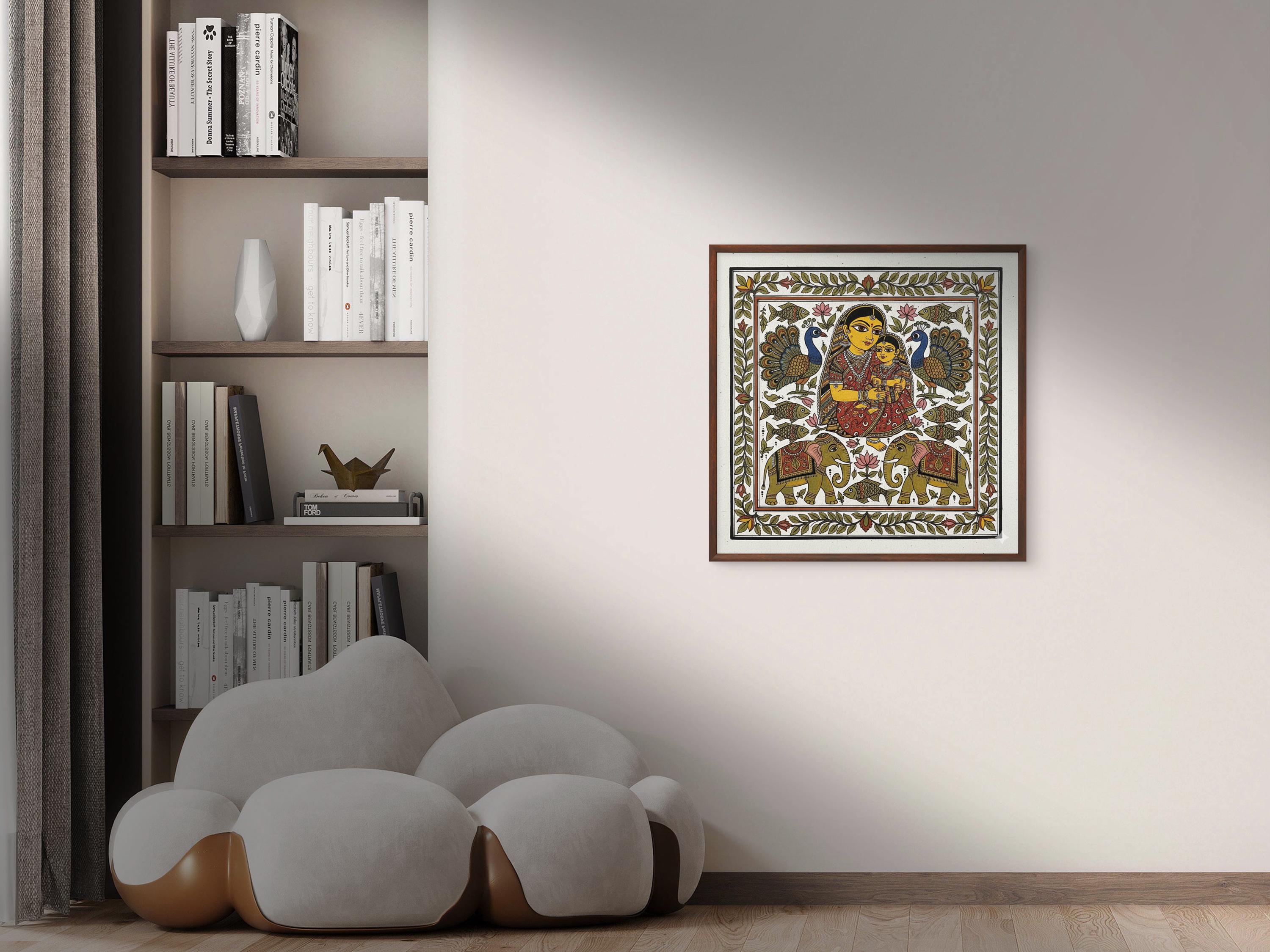 Madhubani Mother & Child Folk Art Print, Traditional Indian Painting ...
