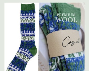 Winter Green Wool Socks *Luxe fabrics Comfie Sock *Women Premium Soft Winter Thick Socks