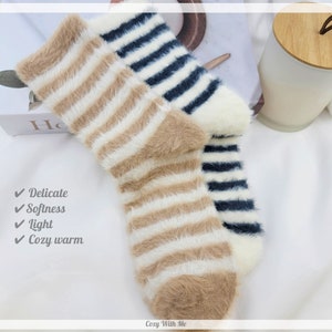 Warm Fluffy Fuzzy Fashion crew Socks*Extra Softness with Lightweight*Luxe fabrics Comfie Sock*Women Premium Soft Winter Socks