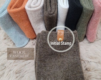 CASHMERE Wool Luxury Warm crew Socks *One Letter STAMP PERSONALIZATION *Luxe fabrics Comfie Sock*Premium Winter Socks