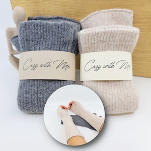 Wool Fingerless Mittens Warm LONG Gloves *Luxe fabrics *Women Premium Soft Winter Long gloves *Gift For her