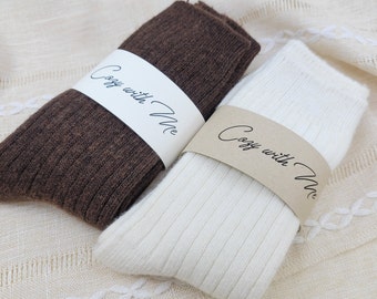 CASHMERE Wool Ribbed Luxury Warm crew socks *Luxe fabrics Comfie Sock *Women Premium Soft Winter Thick Socks