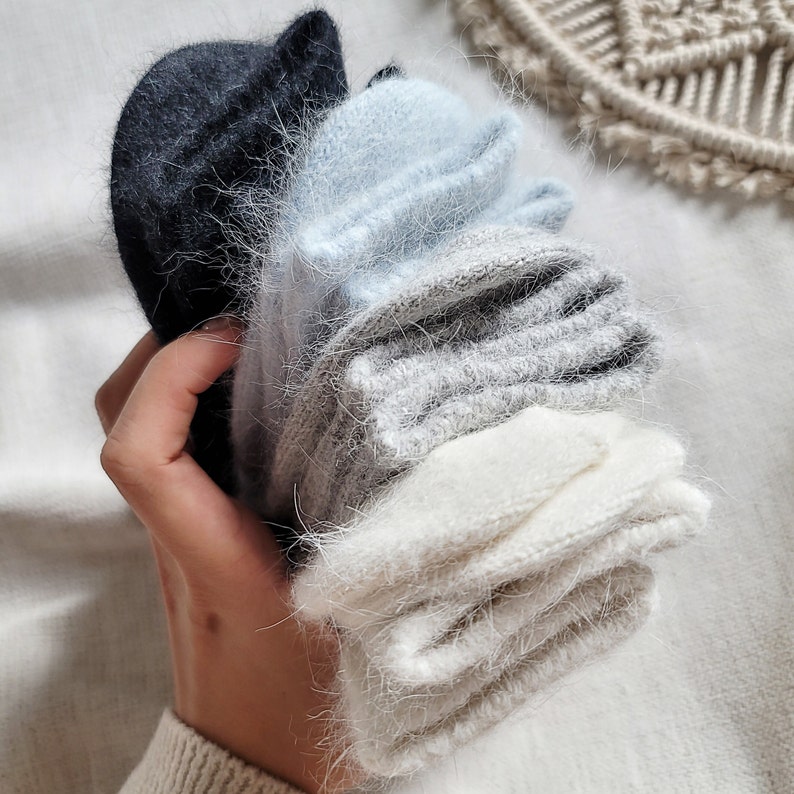 ANGORA Winter Fuzzy strumpa *Lyxiga tyger Bekväm strumpa *Premium mjuka vinterstrumpor för kvinnor *Bra som julklapp till henne bild 3