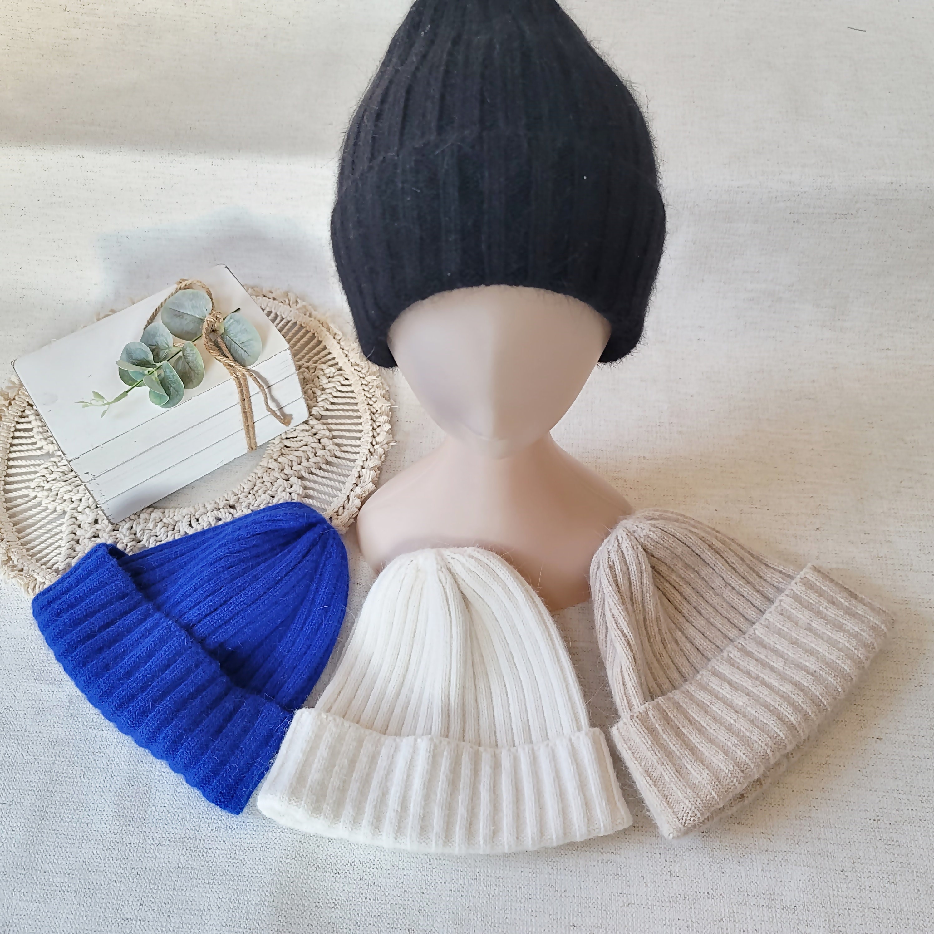 Angora mix cap hat blue fine knit Faith Wool/Angora Knitted Hat | CLAN main image 3