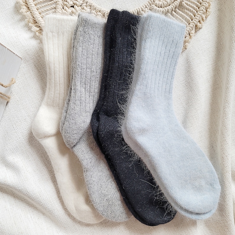 ANGORA Winter Fuzzy strumpa *Lyxiga tyger Bekväm strumpa *Premium mjuka vinterstrumpor för kvinnor *Bra som julklapp till henne bild 4