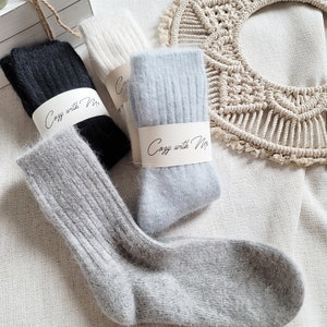 ANGORA Winter Fuzzy strumpa *Lyxiga tyger Bekväm strumpa *Premium mjuka vinterstrumpor för kvinnor *Bra som julklapp till henne bild 2