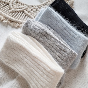 ANGORA Winter Fuzzy strumpa *Lyxiga tyger Bekväm strumpa *Premium mjuka vinterstrumpor för kvinnor *Bra som julklapp till henne bild 9