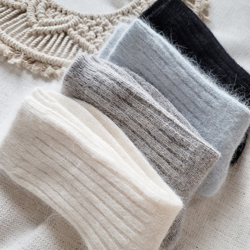 ANGORA Winter Fuzzy strumpa *Lyxiga tyger Bekväm strumpa *Premium mjuka vinterstrumpor för kvinnor *Bra som julklapp till henne bild 9