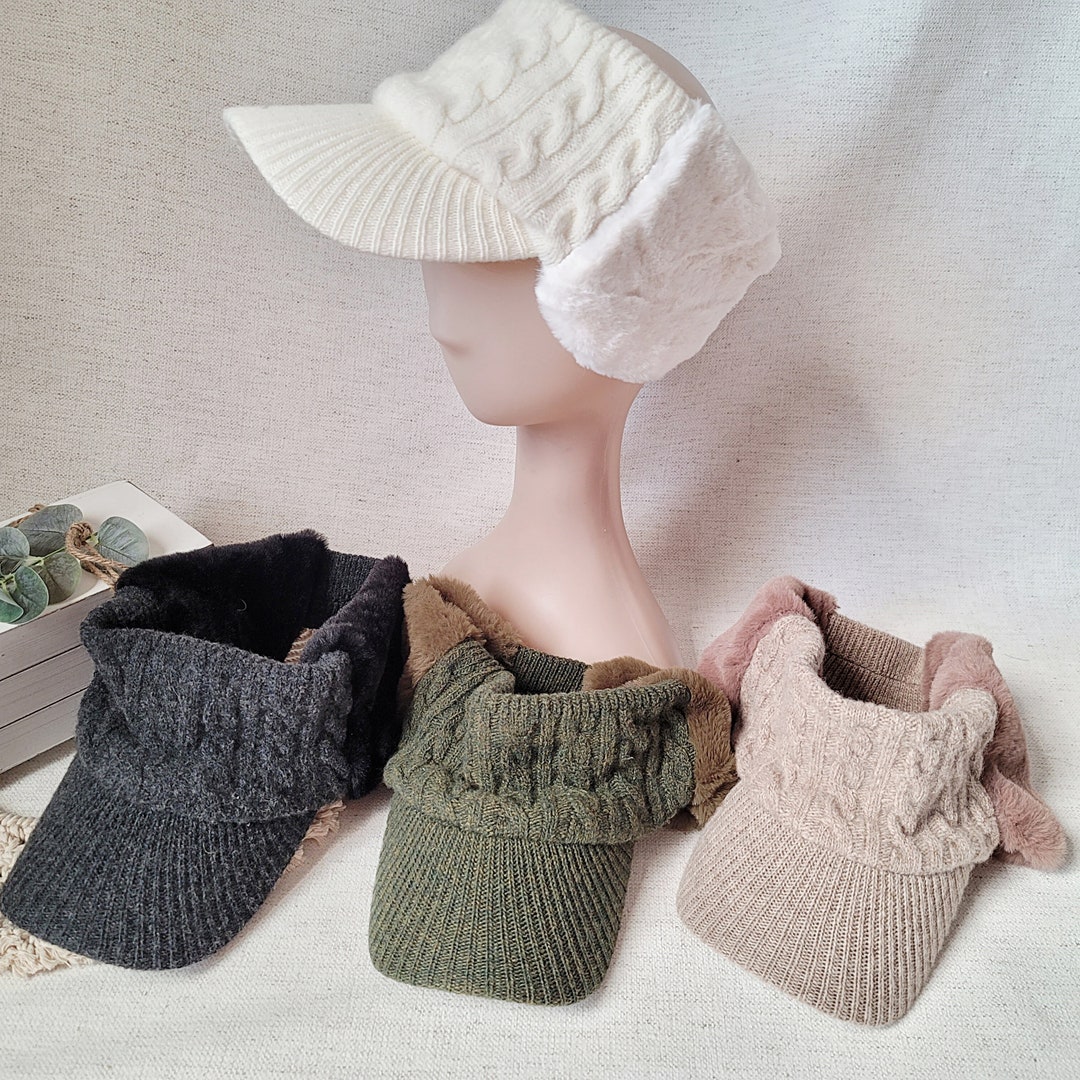 Top Opened Winter Hat With Faux Fur Ear Muffs *luxe Wool Fabric *gift for Her and Christmas - Etsy
