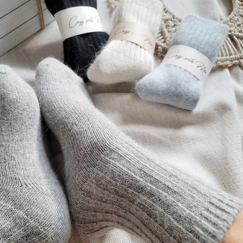 ANGORA Winter Fuzzy strumpa *Lyxiga tyger Bekväm strumpa *Premium mjuka vinterstrumpor för kvinnor *Bra som julklapp till henne bild 8