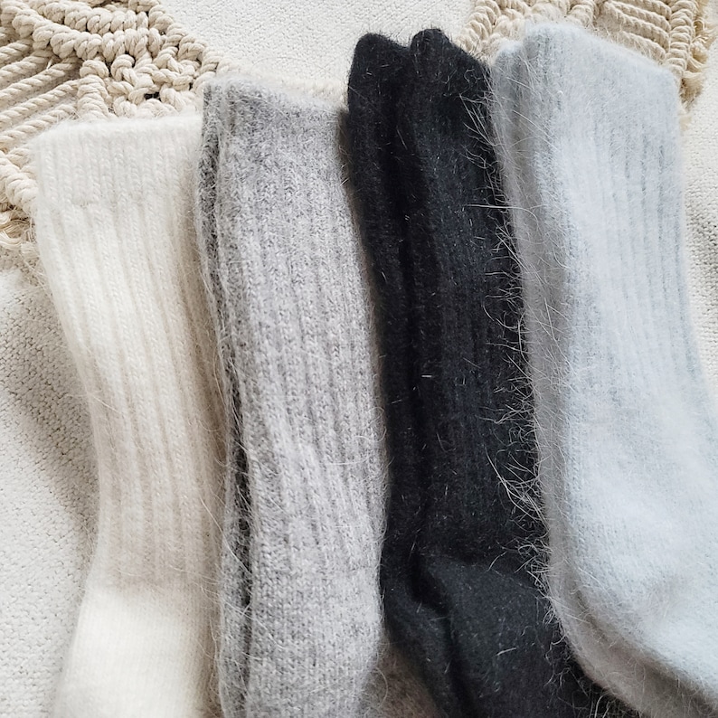 ANGORA Winter Fuzzy strumpa *Lyxiga tyger Bekväm strumpa *Premium mjuka vinterstrumpor för kvinnor *Bra som julklapp till henne bild 5