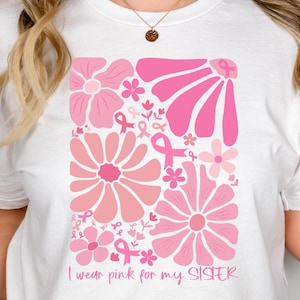 Boho Floral Pink Ribbon T-Shirt: Breast Cancer Awareness Warrior