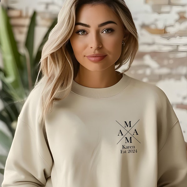 Personalisiertes Mama-Sweatshirt 2024, Muttertagsgeschenk, Mama-T-Shirt, minimalistisches T-Shirt, Schwangerschaftsankündigung, Geschenk für neue Mutter, Geschenke für zukünftige Mütter