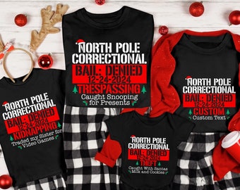 Custom North Pole Correctional Christmas Family T-Shirt