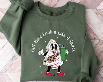 Funny Christmas Tree Cake Sweatshirt: Holiday Snack Shirt