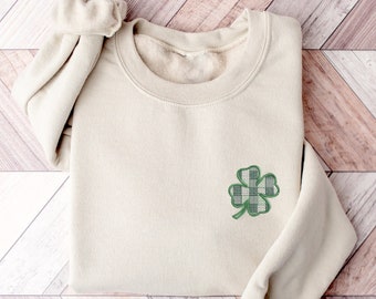 Embroidered Shamrock Sweatshirt: St. Patrick&#39;s Day Crewneck