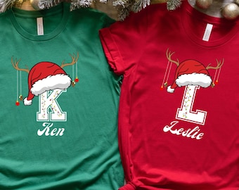 Personalized Family Christmas name 2026 Shirt: Monogram Initial Name Tee